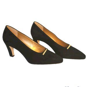 Vintage Black Suede Leather Etienne Aigner Pumps - Size 7.5 Narrow